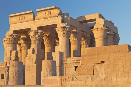 Temple of Kom Ombo  dedicated to the crocodile god Sobek and the falcon god Haroeris. Kom Ombo, Egypt,