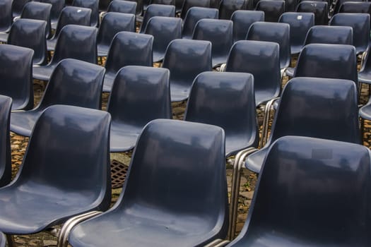 Empty rows of chairs at the venue ready for a event.