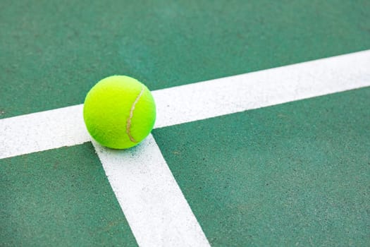 Tennis court with ball