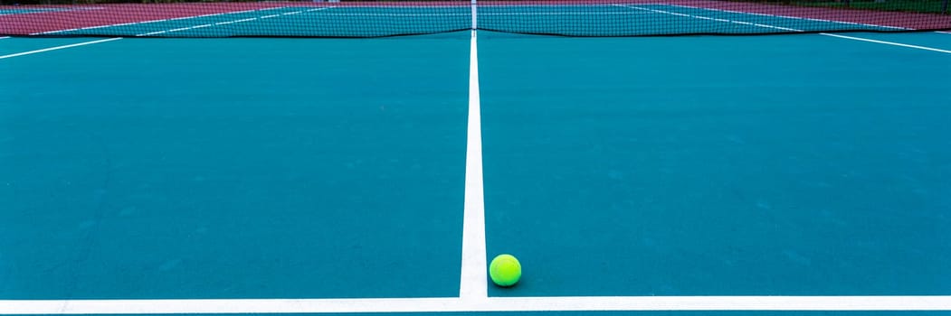 Tennis court with ball