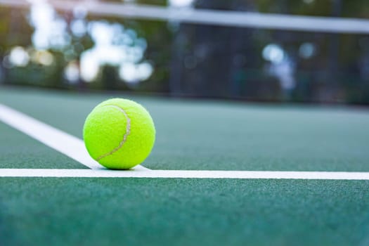 Tennis court with ball