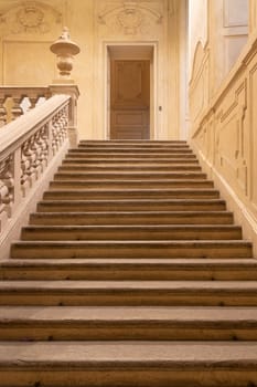 Turin, Italy - April, 2023: luxury baroque staircase, elegant vintage interior