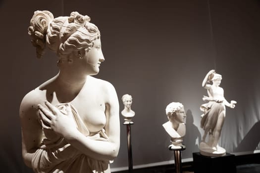 Bassano del Grappa, Italy - December 2022: Venus sculpture by Antonio Canova. Classical Aphrodite beauty