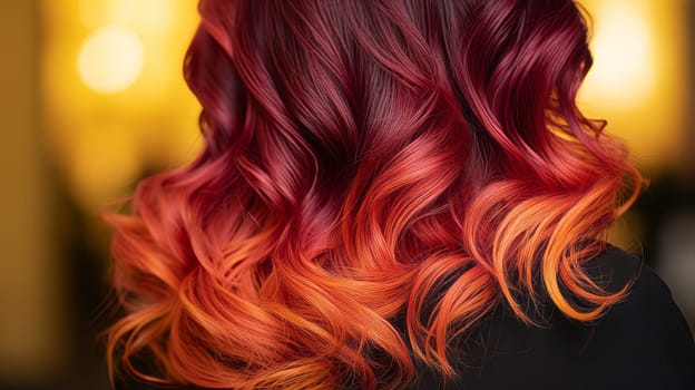 A close up of hair that resembles a sunset on a tropical island