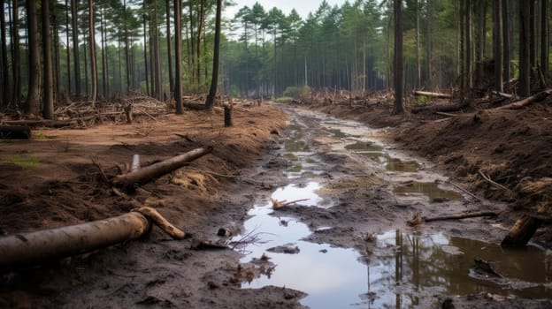 A contaminated forest affected by radioactive contamination