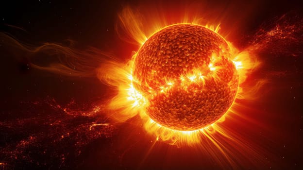 Vibrant sun illuminating the sky in an artist's illustration