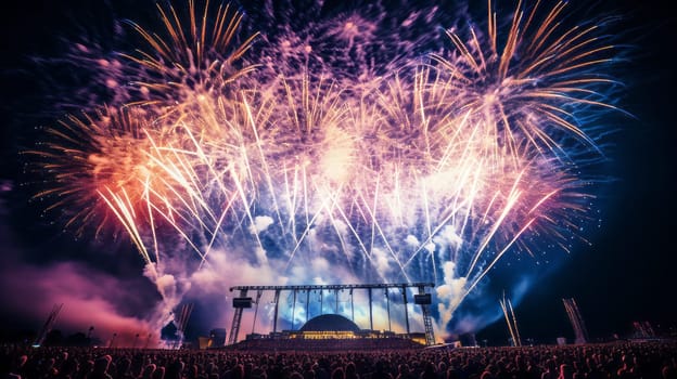 A mesmerizing firework display lighting up the concert sky