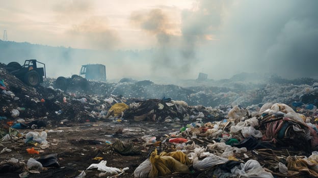 A landfill site overflowing with garbage