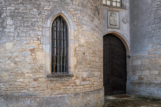 The door and the entrance of Famous Verteuil castel in Charente Poitoux, France