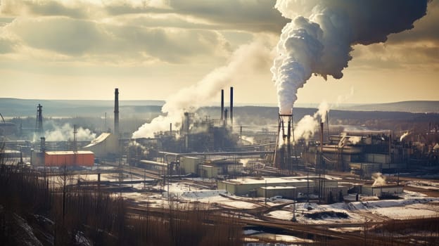 Polluted air over a factory emitting pollutants