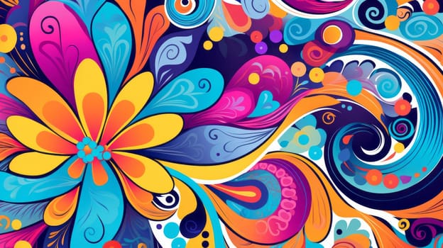 Vibrant festive pattern, a burst of joyful colors and shapes