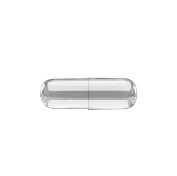 Glass capsule on white background