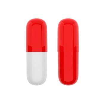 Medicine capsules on the white background