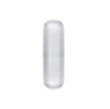 Empty glass capsule, medical pill isolated on white