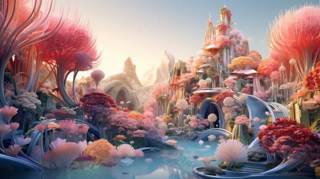 Artfully designed 3D scene, capturing the essence of multidimensional beauty