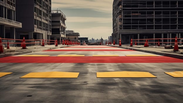 Artistic construction zone, celebrating the beauty of progress
