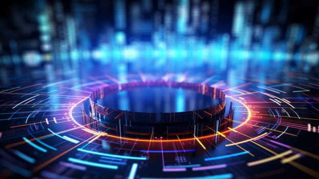 Abstract image of a circle with neon lights