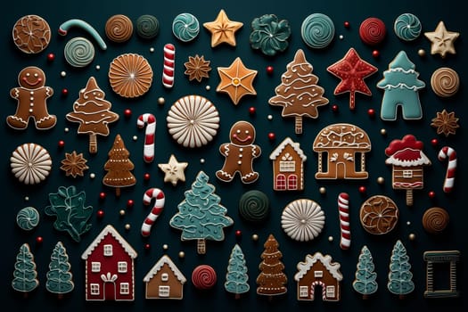 Top view of modern and whimsical Christmas elements