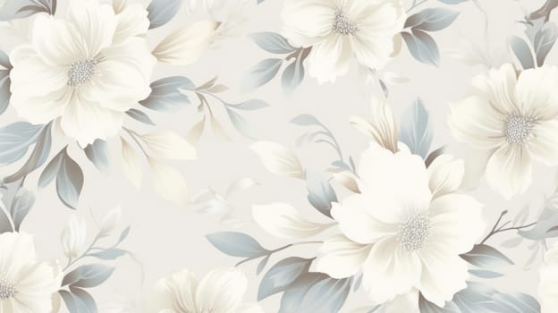 Elegant floral wallpaper with white flowers on a sophisticated gray background