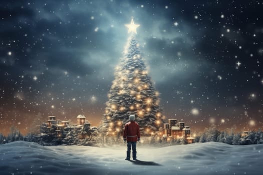 Surreal concept of holiday magic and dreamlike Christmas