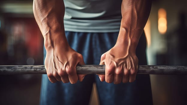 A close-up of hands gripping a barbell