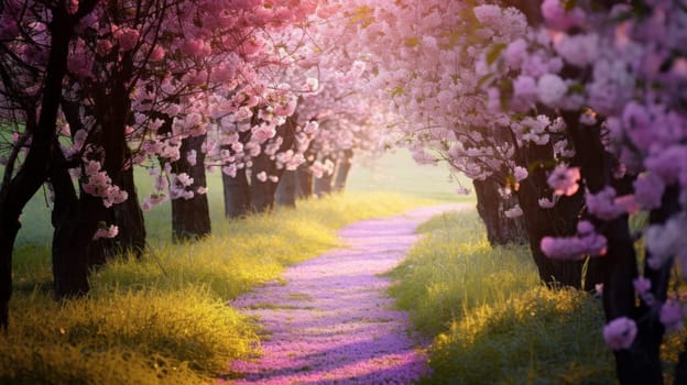 A path through a field of blossoming dreams