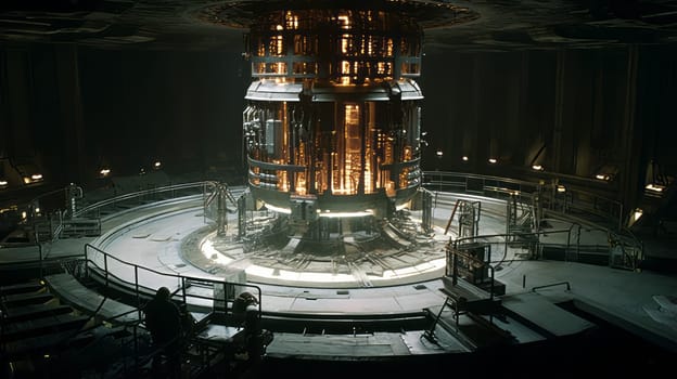 A nuclear reactor core during a maintenance procedure