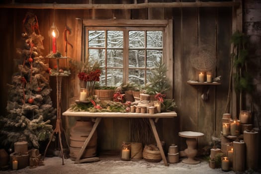 Rustic Christmas decorations invoking a sense of nostalgia
