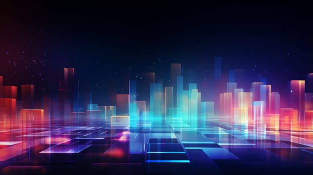 Colorful abstract cityscape with a black background