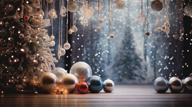 Sparkling lights and ornaments on a festive and magical scene