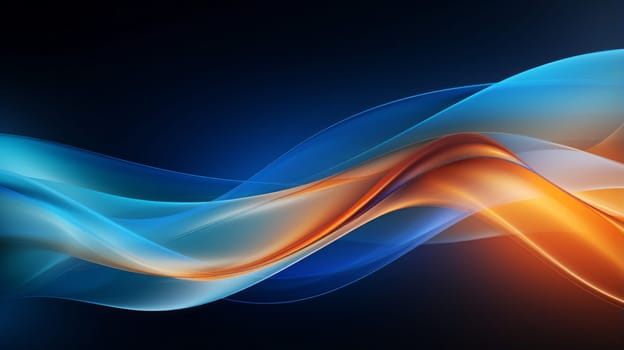 Blue and orange wave of smoke on a black background