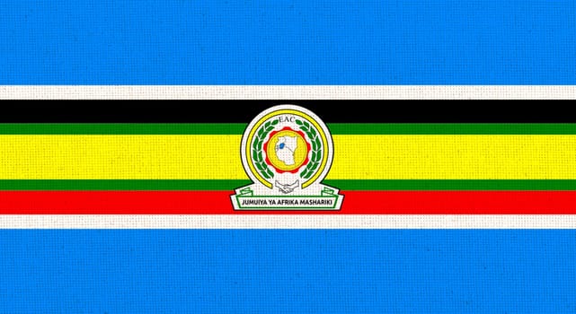 Flag of the East African Community. Symbol of African union. Flag of economic African organisation.