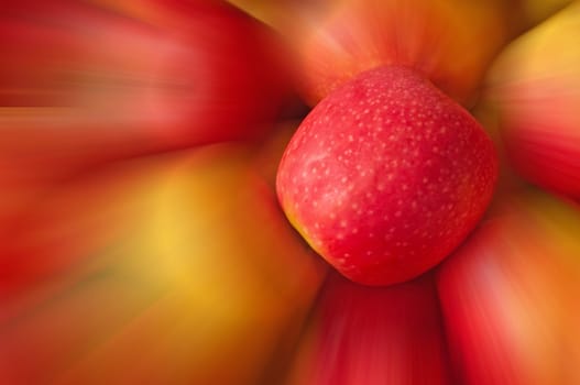 apples in a closeup with sharp center and blurred sides