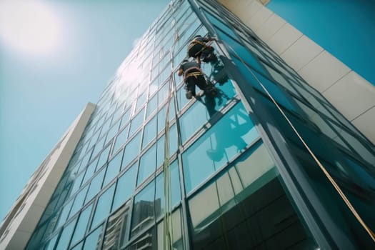 Builders of the tallest building at high-rise work. Generative AI