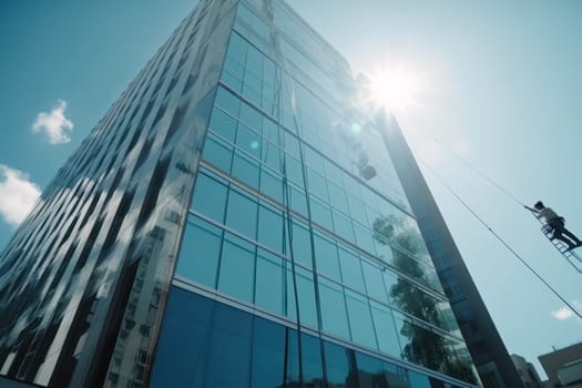 Builders of the tallest building at high-rise work. Generative AI