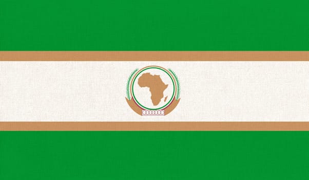 Flag of the African Union. flag of the Organization of African Unity. Flag of international organization. Fabric texture. political and economic union. AU