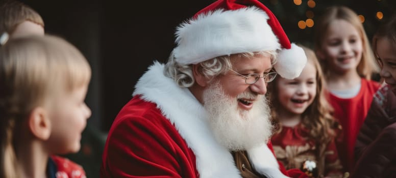 santa claus giving presents gift to kids christmas xmas, ai