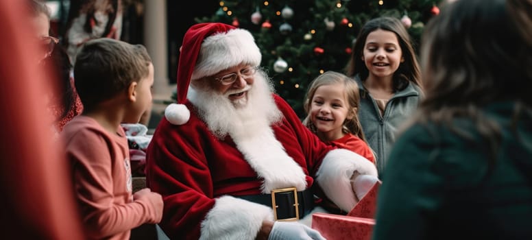 santa claus giving presents gift to kids christmas xmas, ai