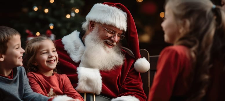 santa claus giving presents gift to kids christmas xmas, ai