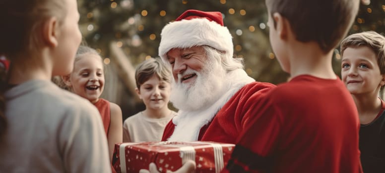 santa claus giving presents gift to kids christmas xmas, ai