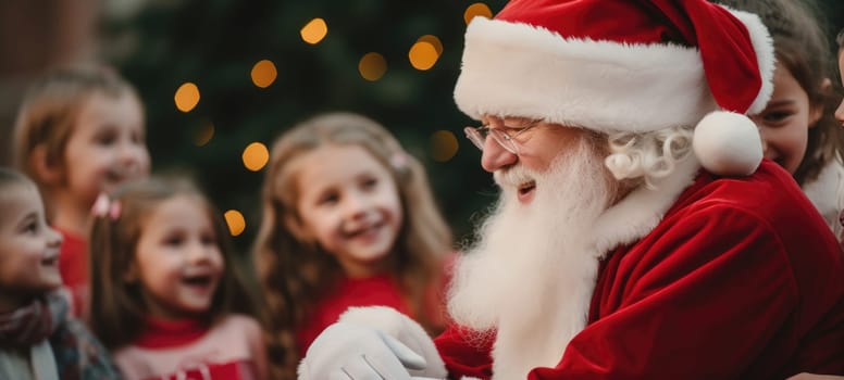 santa claus giving presents gift to kids christmas xmas, ai
