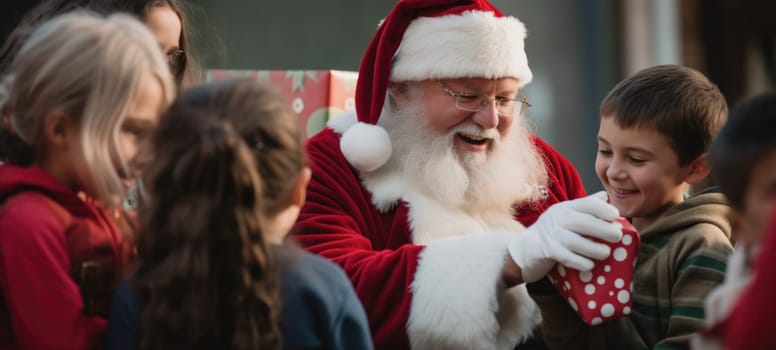 santa claus giving presents gift to kids christmas xmas, ai