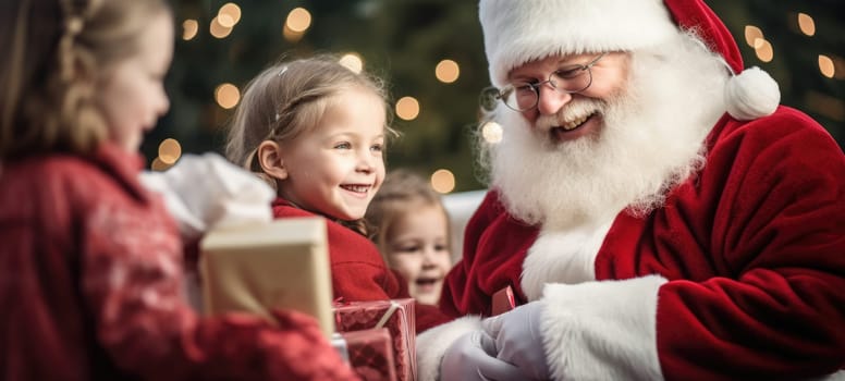 santa claus giving presents gift to kids christmas xmas, ai