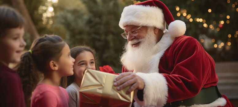 santa claus giving presents gift to kids christmas xmas, ai