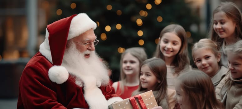 santa claus giving presents gift to kids christmas xmas, ai