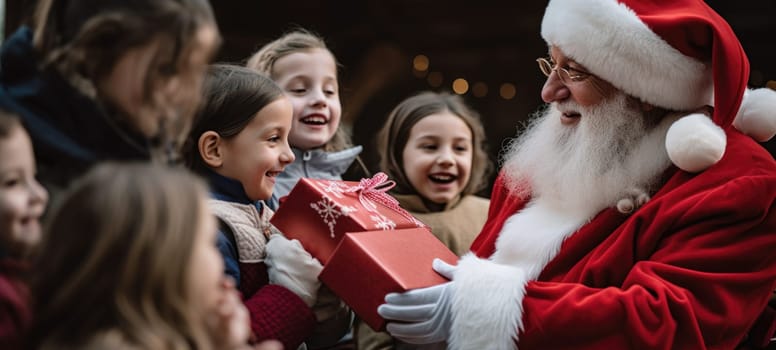 santa claus giving presents gift to kids christmas xmas, ai