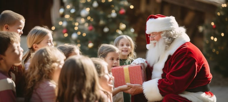 santa claus giving presents gift to kids christmas xmas, ai