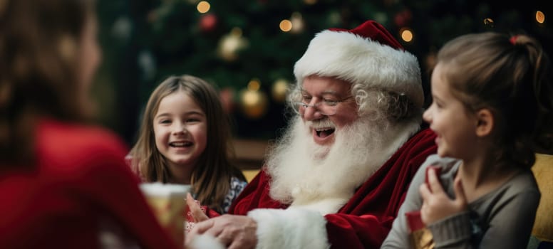 santa claus giving presents gift to kids christmas xmas, ai