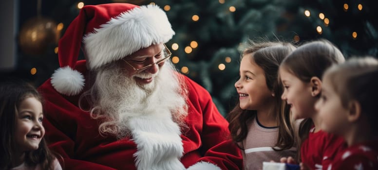 santa claus giving presents gift to kids christmas xmas, ai