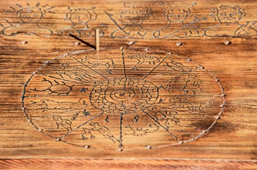 Replica of annual roman calendar and zodiac. Divination methods in ancient rome